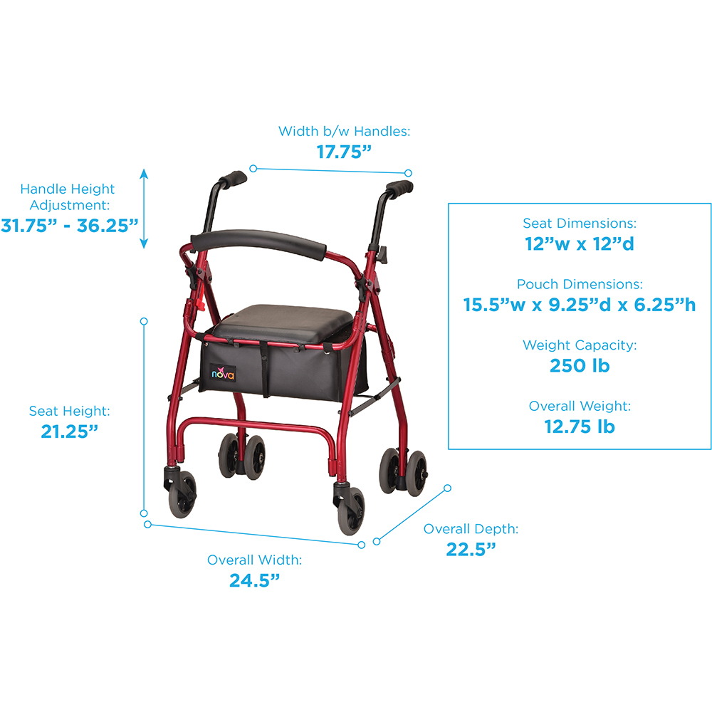 CRUISER CLASSIC ROLL WLKR RED DIMENSIONS